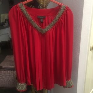 🌹ALFANI dressy red  pleated top (8)🌹NWOT🌹